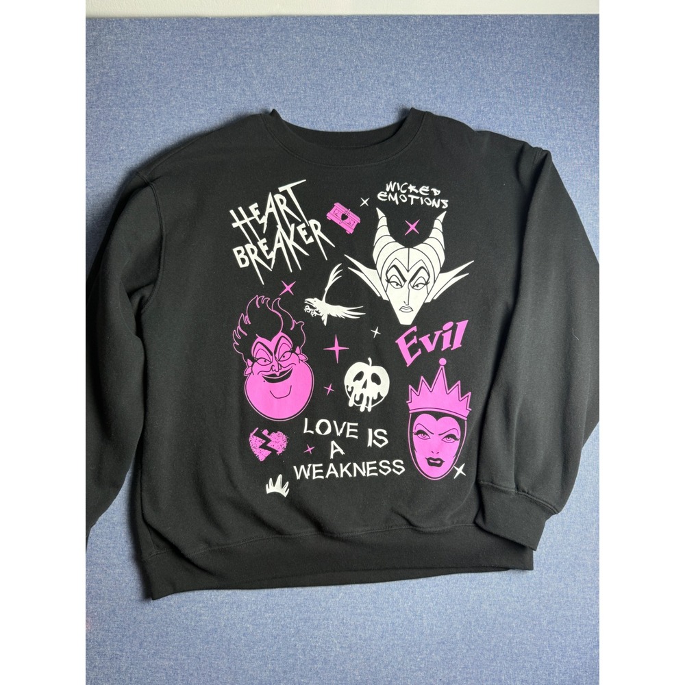 Disney Villains Sweatshirt Womens XXL Black Maleficent Ursula Heart Breaker